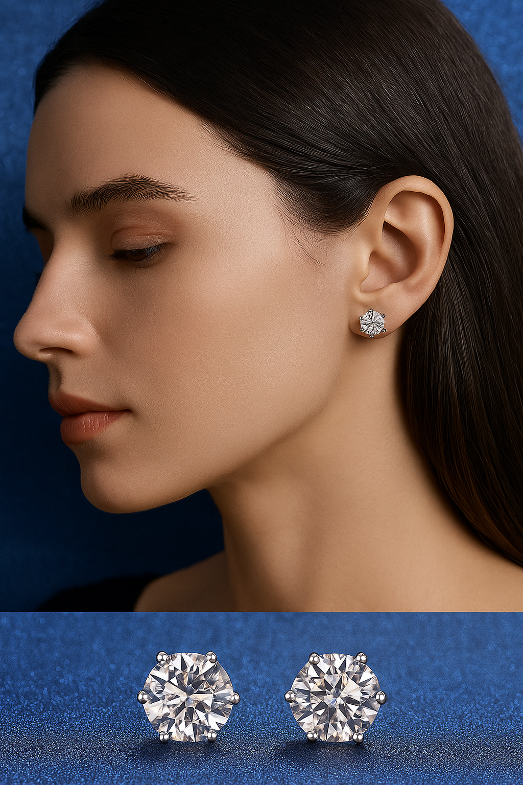 D Color Moissanite Stud Earrings | 925 Silver + GRA Certified