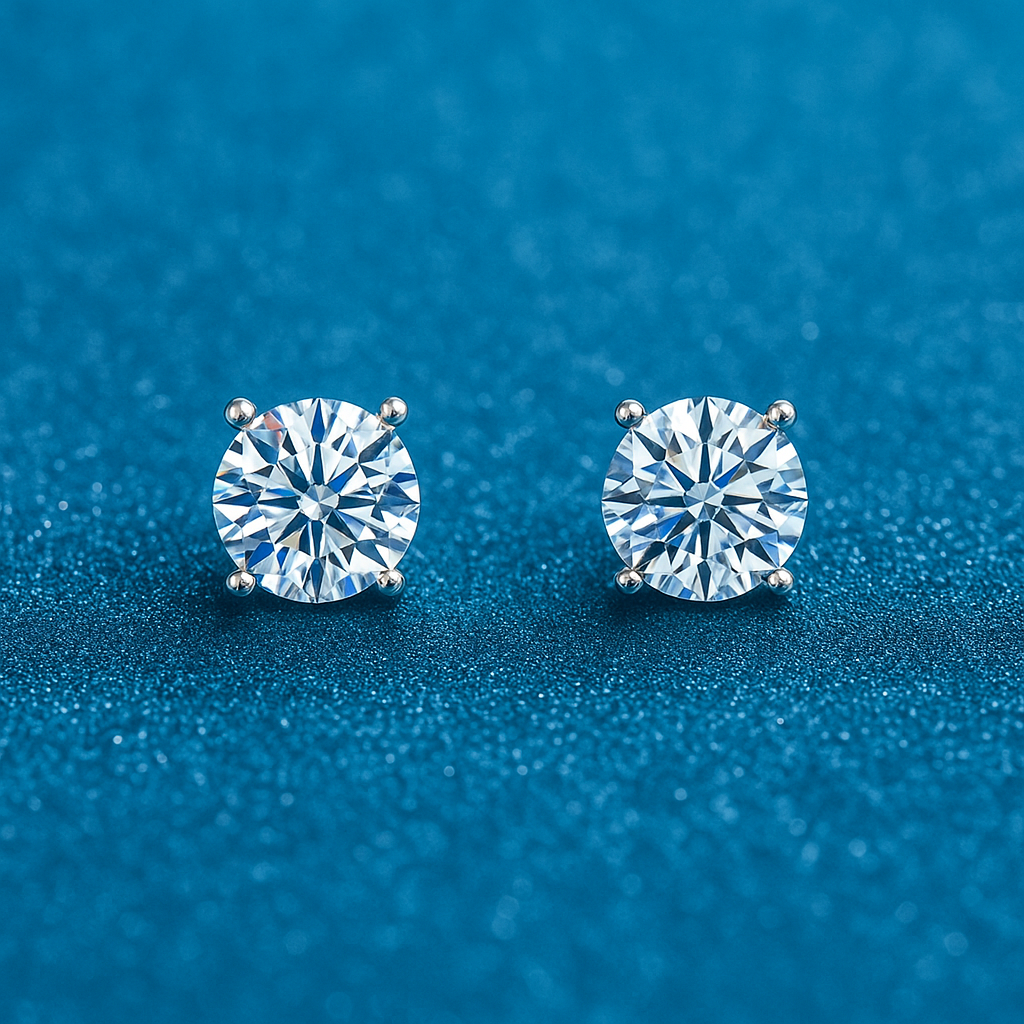 D Color Moissanite Stud Earrings | 925 Silver + GRA Certified