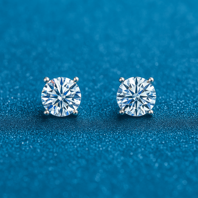 D Color Moissanite Stud Earrings | 925 Silver + GRA Certified