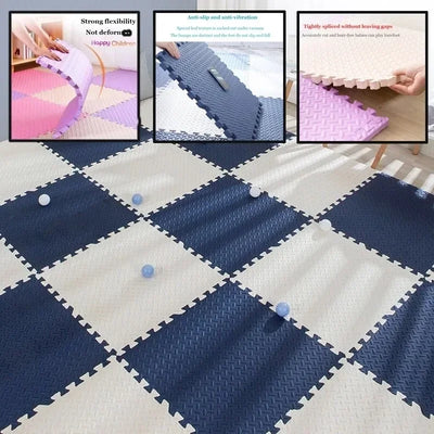 Clever EVA Interlocking Gym Floor Mats – Non-Slip Leaf Grain Puzzle Tiles for Fitness & Home Decor 🧘‍♀️🏠