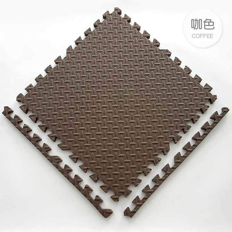 Clever EVA Interlocking Gym Floor Mats – Non-Slip Leaf Grain Puzzle Tiles for Fitness & Home Decor 🧘‍♀️🏠