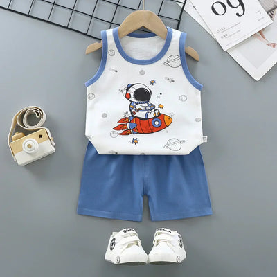 Clever Cotton Kids Summer Set – Eco-Friendly Baby Vest & Shorts Outfit for Boys & Girls (12–36M) 👶☀️