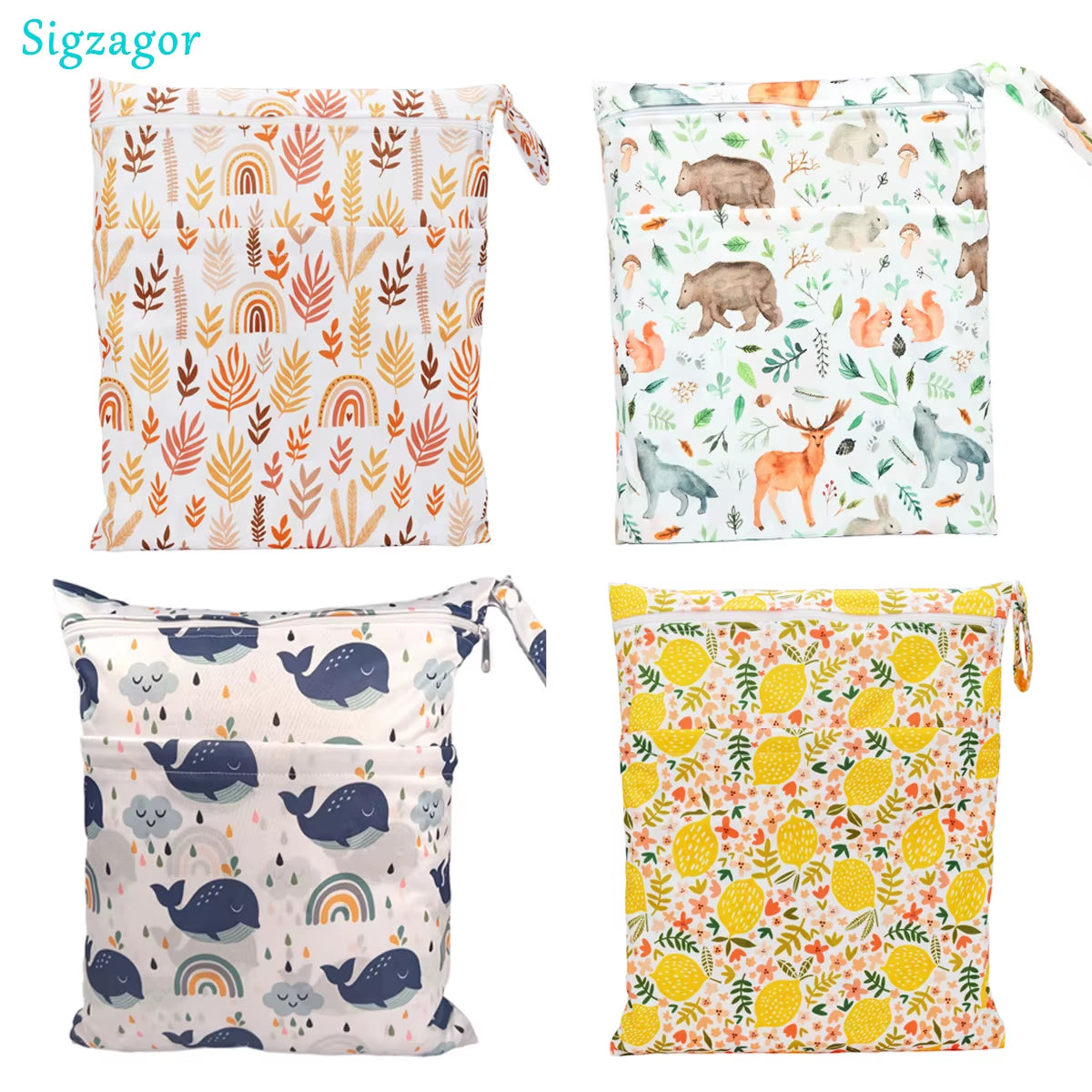 Reusable Wet & Dry Baby Bag – Dual-Zip Waterproof Pouch for Diapers & Essentials (36×29cm) 👶♻️👜 