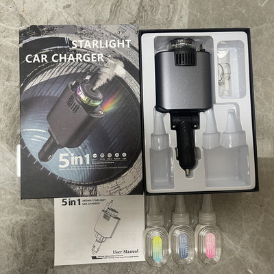 Clevio 5-in-1 Smart Car Charger 🚗⚡🌌 | Fast Charging + Starry Light + Aroma Diffuser