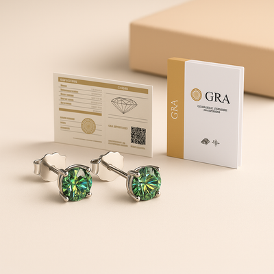 D Color Moissanite Stud Earrings | 925 Silver + GRA Certified