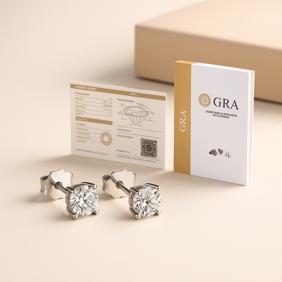D Color Moissanite Stud Earrings | 925 Silver + GRA Certified